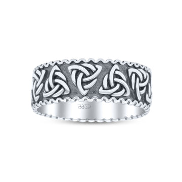 Irish Triquetra Knot Band Celtic Trinity Knot Rounded Oxidized Band Thumb Ring